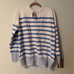 Addison Bay Coastal Crewneck Sweater XL Blue White Stripe NWT